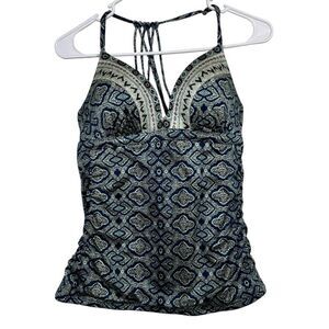 Athleta Blue Multicolor Padded Swim Tank Top